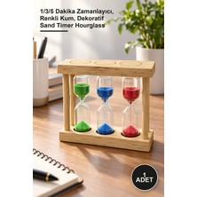 Yenilig 1 Adet Ahşap 3'lü Kum Saati – 1/3/5 Dakika Zamanlayıcı, Renkli Kum, Dekoratif Sand Timer Hourglass