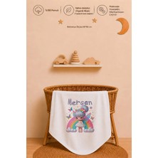 Pia Baby Isme Özel Kız Bebek Battaniyesi 80X80 cm %100 Pamuk Çift Kat Penye Organik Baskılı Isimli Bebek Battaniyesi