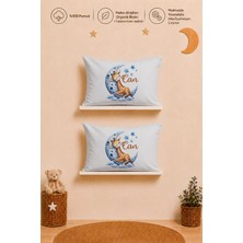 Pia Baby Isme Özel Erkek Bebek 2'li Yastık Kılıfı 35X45 cm %100 Pamuk Organik Baskılı Isimli Bebek Hediyesi