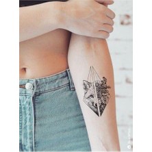Defne Store Tilki ve Çiçek Desenli Geçici Dövme