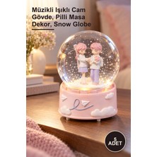Yenilig 5 Adet Orta Boy Romantik Çift Kar Küresi – Müzikli Işıklı Cam Gövde, Pilli Masa Dekor, Snow Globe
