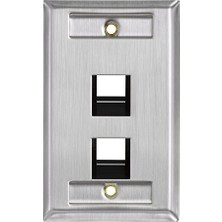 Defne Store 43081-1L2 2 Bağlantı Noktalı Paslanmaz Çelik Quickport Kimlik Pencereli Tek Yuvalı Duvar Plakası