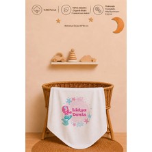 Pia Baby %100 Pamuk Isimli Kız Bebek Battaniyesi 80X80 cm Çift Kat Penye Organik Baskılı Isme Özel Bebek Battaniyesi Bebek Hediyesi
