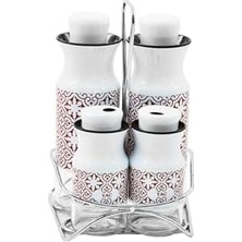 Defne Store Vera 5 Prç Standli Yağdanlik Beyaz Kirmizi