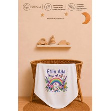 Pia Baby Isme Özel Kız Bebek Battaniyesi 80X80 cm %100 Pamuk Çift Kat Penye Organik Baskılı Isimli Bebek Battaniyesi
