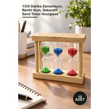 Yenilig 10 Adet Ahşap 3'lü Kum Saati – 1/3/5 Dakika Zamanlayıcı, Renkli Kum, Dekoratif Sand Timer Hourglass