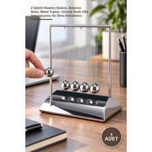 Yenilig 1 Adet Metal Balans Denge Topları – Z Şekilli Newton Balans, Balance Balls, Metal Toplar, Gümüş Renk Ofis Dekorasyonu ve Stres Rahatlatıcı