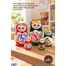 Yenilig 1 Adet Matruşka Bebek – 5'li Ahşap Iç Içe Geçmeli Renkli Oyuncak, Nesting Doll Matryoshka Russian Doll