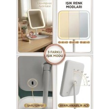 Defne Store Dikdörtgen Işıklı Mini Makyaj Aynası 19X14 cm Beyaz