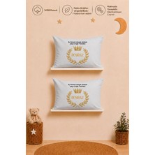 Pia Baby Isimli Erkek Bebek 2'li Yastık Kılıfı 35X45 cm %100 Pamuk Organik Baskılı Isme Özel Bebek Hediyesi