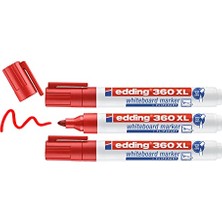Defne Store 360 Xl Kırmızı Beyaz Tahta Kalemi, 3'lü Doldurulabilir Set