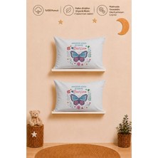 Pia Baby Isme Özel Kız Bebek 2'li Yastık Kılıfı 35X45 cm %100 Pamuk Organik Baskılı Isimli Bebek Hediyesi