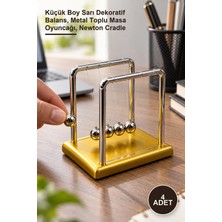 Yenilig 4 Adet Newton Denge Topu Mini – Küçük Boy Sarı Dekoratif Balans, Metal Toplu Masa Oyuncağı, Newton Cradle