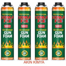 4 Adet Somafix 750 ml - 900 gr B2 Tabancalı Yangına Dayanıklı Poliüretan Köpük Tam Gramajlı Isı Önleyici Izolasyon Dolgu Pembe Pu Köpük