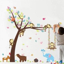 Çocuk ve Bebek Odası Sevimli Orman Hayvanları Ayı Fil Maymungeyik Baykuş Duvar Sticker Pvc