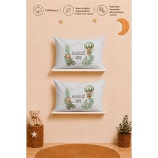 Pia Baby Isme Özel Erkek Bebek 2'li Yastık Kılıfı 35X45 cm %100 Pamuk Organik Baskılı Isimli Bebek Hediyesi