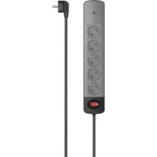 Defne Store 5'li Akım Korumalı Priz 1.5m-Siyah Gri