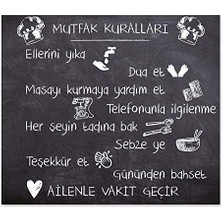 Defne Store Kara Tahta Görünümlü Mutfak Kuralları | Ocak Arkası Koruyucu (52 cm x 60 Cm)