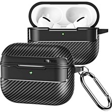 Defne Store Airpods Pro 3. Nesil Uyumlu Karbon Fiber Hybrid Polymer Technology Premium Kulaklık Kılıfı (Siyah)