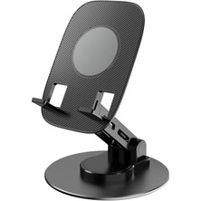 Defne Store F17S Siyah Alüminyum Masaüstü Telefon Standı, 360 Derece Ayarlanabilir