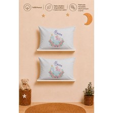 Pia Baby Isme Özel Kız Bebek 2'li Yastık Kılıfı 35X45 cm %100 Pamuk Organik Baskılı Isimli Bebek Hediyesi