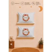 Pia Baby Isme Özel Kız Bebek 2'li Yastık Kılıfı 35X45 cm %100 Pamuk Organik Baskılı Isimli Bebek Hediyesi