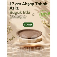 Yorulmaz Ambalaj 🌿 17 cm %100 Doğal Biogranül Ahşap Tabak 5’li – Kullan-At Piknik & Servis Tabağı