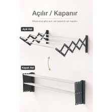 Defne Store Akordiyon Duvara Monte Çamaşır Kurutma Askısı, Antrasit - 100 Cm, Metal