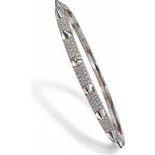Les Petites Mains Konik Detaylı Zirkon Taşlı Silver Bilezik