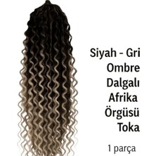 Defne Store Siyah-Gri Ombre Afrika Örgülü Toka, Sentetik Saç Uzatma, 1 Parça
