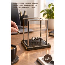 Yenilig 10 Adet Orta Boy Balans Topu – Gold Eskitme Tasarım, Newton Denge Topu, Masa Dekoru ve Desk Toy (Newton's Cradle)