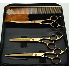 Defne Store 18 cm Köpek Pet Kuaför Makas Seti, Gold