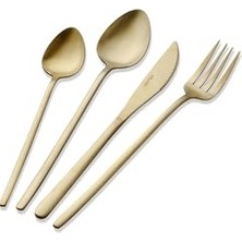 Defne Store Giallo Çatal Kaşık Bıçak Takımı Mat Gold 24 Parça