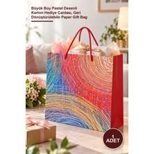 Yenilig 1 Adet Ipli Karton Çanta – Büyük Boy Pastel Desenli Karton Hediye Çantası, Geri Dönüştürülebilir Paper Gift Bag
