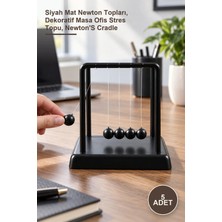 Yenilig 5 Adet Orta Boy Denge Balans – Siyah Mat Newton Topları, Dekoratif Masa Ofis Stres Topu, Newton's Cradle