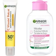 Defne Store C Vitamini Günlük Uv Korumalı Güneş Yüz Kremi SPF50 Görünmez Doku 40 ml ve Micellar Kusursuz Makyaj Temizleme Suyu 100 ml Cilt Bakım Seti