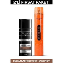 Defne Store Saç Dolgunlaştırıcı Keratin Fibers Açık Kahve Topik Saç Tozu 50 G + Saç Spreyi 400 ml 2'li S Renkli