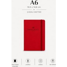 Defne Store Faber Not Defteri Küçük Boy, Çizgili, 80 Yaprak, Suni Deri (Kırmızı)