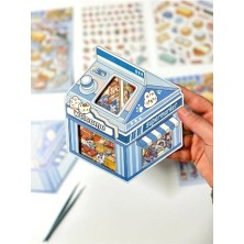 Defne Store Kawaii Süpermarket Tasarlama Seti, 2 Yaprak, 101 Adet 3D Diorama Sticker