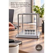 Yenilig 3 Adet Büyük Denge Balans – Metal Toplu Gümüş Newton Beşiği, Masa Dekorasyon, Ofis Hediye, Stres Atıcı, Desk Toy