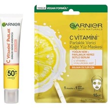 Defne Store C Vitamini Parlak Günlük Uv Korumalı Güneş Yüz Kremi SPF50 Işıltılı Doku 40 ml & C Vitamini Parlaklık Verici Kağıt Yüz Maskesi Cilt Bakım Seti