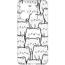 Defne Store Kedi Baskılı Şeffaf Silikon Tablet Kılıfı, Kamera Korumalı