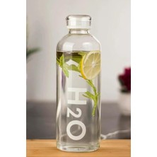 Defne Store Matara, H2O Borosilikat Cam 1l Vakum Kapaklı Su Şişesi Suluk 1000 ml