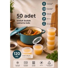 Azesur 50 Adet 120 ml Sızdırmaz Sos Kabı | Mini Saklama Kabı, Buzluk Kabı, Sosluk, Et & Kemik Suyu Kabı