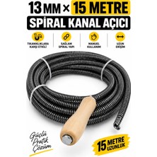Ellante 13 mm x 15 Metre Spiral Kanal Açıcı – Ahşap Saplı Manuel Gider Açma Teli, Uzun Erişimli Tesisat Spirali