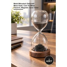Yenilig 1 Adet Manyetik Metal Kum Saati – Metal Mıknatıslı Dekoratif Masa Saati, Cam ve Metal Tasarım, Magnetic Sand Timer