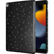 Defne Store iPad 9. 7. 8. Nesil 10.2 Uyumlu Kılıf, Işıltılı Parlak Görünüm Koton Case, A2197 A2200 A2198 A2270 A2428 A2429 A2430, Siyah