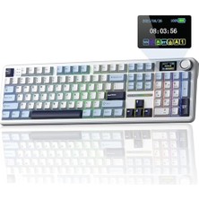 Defne Store F108 Pro Mavi Mekanik Klavye, Reaper Switch, Rgb, Hot-Swap, 8000 Mah ve Ekran