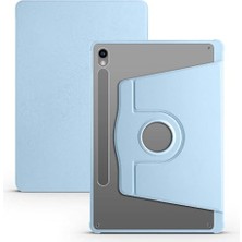 Defne Store Samsung Galaxy Tab S9/ S9 Fe ile Uyumlu Kılıf Termik Kalem Bölmeli Dönebilen Standlı Case Mavi