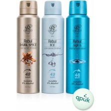 Defne Store Erkek Deodorant Seti, 3X150 Ml, Dark Spice Ice Aqua, Alkolsüz, Invisible
